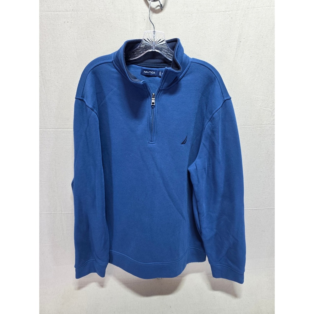 Nautica Mens XL Blue Quarter Zip Pullover Sweatshirt Long Sleeve J-Class Logo